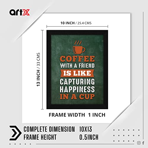 ArtX Paper Motivational Quote Coffee with A Friend Framed Wall Art Painting, Multicolor, Abstract, 10 X 13 Inches, Set of 1 - Image 2