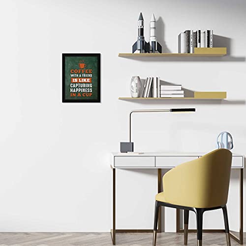 ArtX Paper Motivational Quote Coffee with A Friend Framed Wall Art Painting, Multicolor, Abstract, 10 X 13 Inches, Set of 1 - Image 3