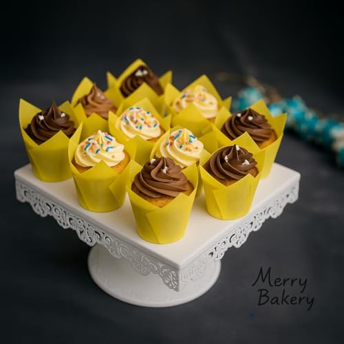 Esslly Yellow Tulip Muffin Cupcake Liners | Perfect for Rich, Flavorful Baking | Size - 5x9 cm (Pack of 60) | Greaseproof, Oven & Microwave Safe | Ideal for Parties, Weddings, & Events - Image 2