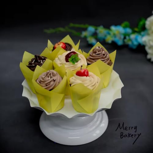 Esslly Yellow Tulip Muffin Cupcake Liners | Perfect for Rich, Flavorful Baking | Size - 5x9 cm (Pack of 60) | Greaseproof, Oven & Microwave Safe | Ideal for Parties, Weddings, & Events - Image 4