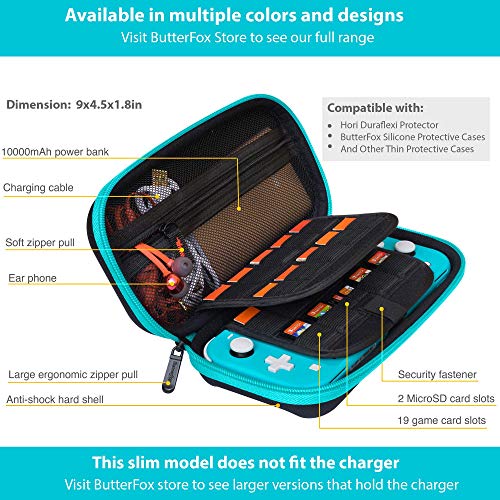 ButterFox Slim Carrying Case for Nintendo Switch Lite with 19 Game and 2 Micro SD Card Holders, Storage for Switch Lite Accessories (Blue Turquoise/Black) - Image 2