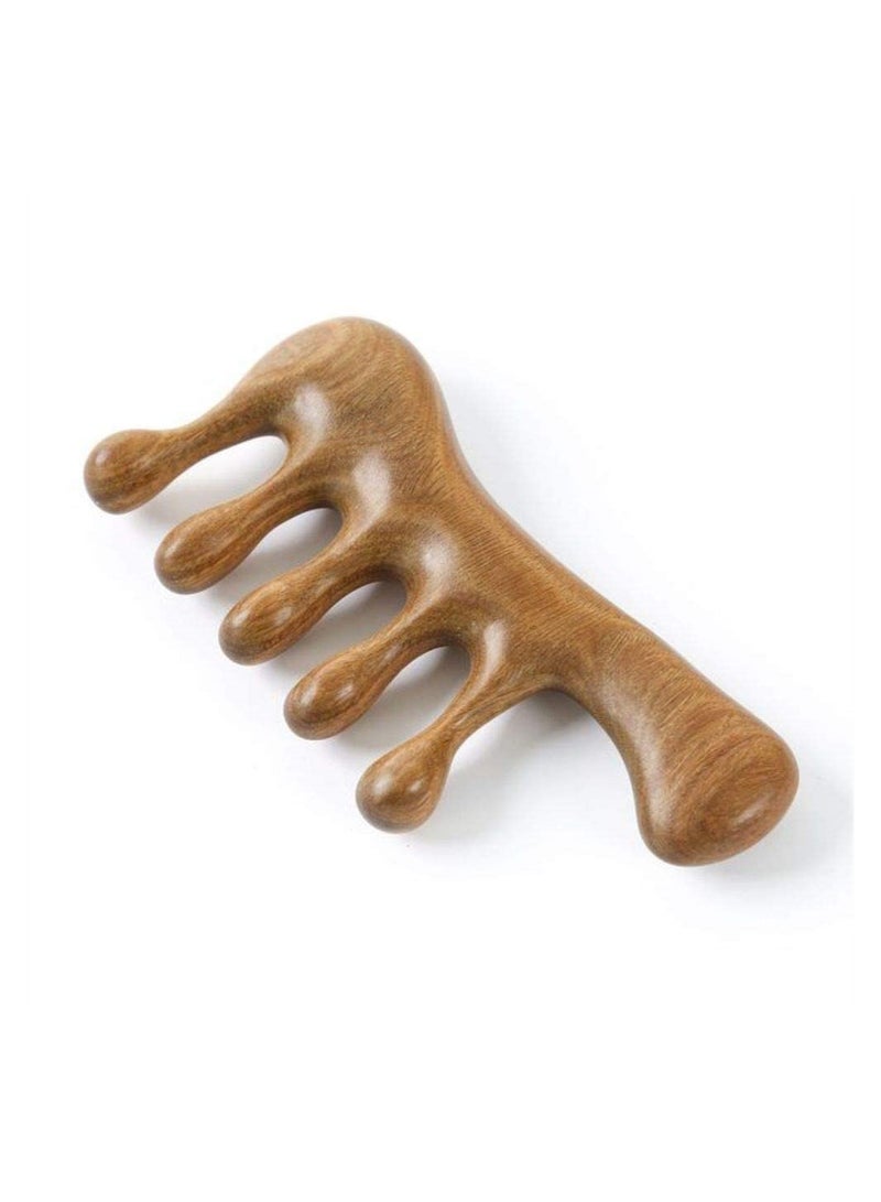 KASTWAVE Green Sandalwood Multifunctional Massage Comb, Head Scalp Massage No Static, Wooden Massage Comb, Gua Sha Scraping Scalp and Hair Massage, Scalp Stimulator, Facial Body Massager - Image 1