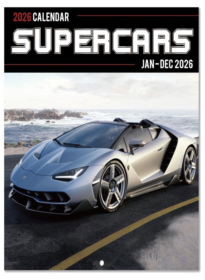 Pinchoco 2026 Wall Calendar - Cars Calendar 2026, Wall Calendar 2026 from January 2026 - December 2026, 12 Months Calendar 2026, 12" x 24" (Open), Car Calendar for Car Lovers - Image 1