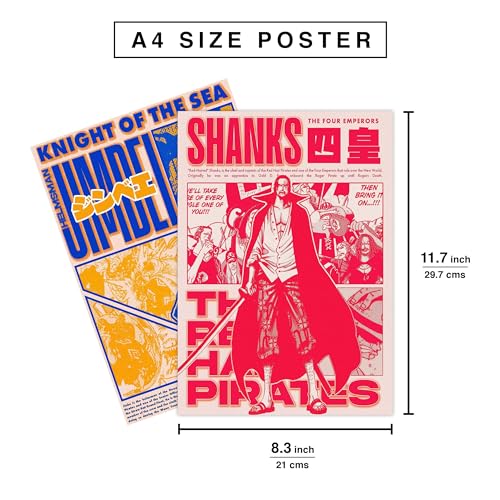 CodersParadise One Piece Anime Wall Posters | 8x12 Inch (A4) Premium Luffy, Zoro, Nami & Shanks Prints, Thick Cardstock | Wall Art for Bedroom, Living Room & Office, Glue Dots Included (Pack of 6) - Image 4