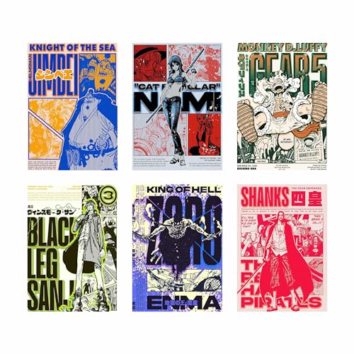 CodersParadise One Piece Anime Wall Posters | 8x12 Inch (A4) Premium Luffy, Zoro, Nami & Shanks Prints, Thick Cardstock | Wall Art for Bedroom, Living Room & Office, Glue Dots Included (Pack of 6) - Image 1