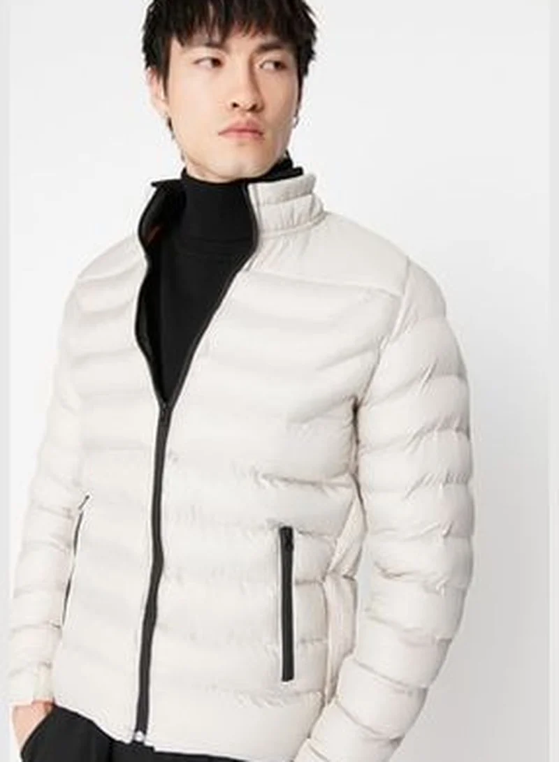 trendyol Taş Men's Regular Fit Standing Collar Puffy Windproof Coat.