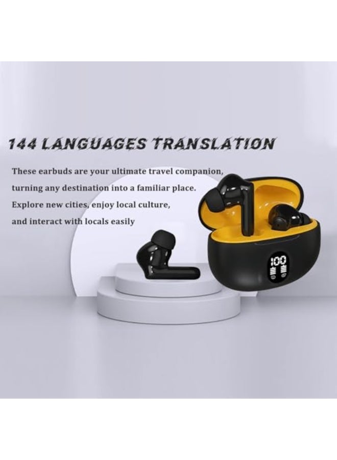 Language Translation Earbuds, Translator Earbuds Real Time,144 Languages and Accents Headphones Translating Device,Two-Way Real- Translation Earbudsfor Travel Business Leaning (Black) - Image 3