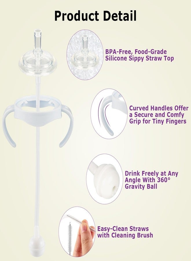 joyfeed Straw Cup Conversion Kit for Philips Avent Natural Baby Bottles,Weighted Straw Sippy Cup Transition Kit with Soft Nipple and Handles for Toddler, Pack of 4 - Image 3