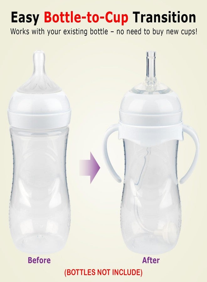 joyfeed Straw Cup Conversion Kit for Philips Avent Natural Baby Bottles,Weighted Straw Sippy Cup Transition Kit with Soft Nipple and Handles for Toddler, Pack of 4 - Image 2