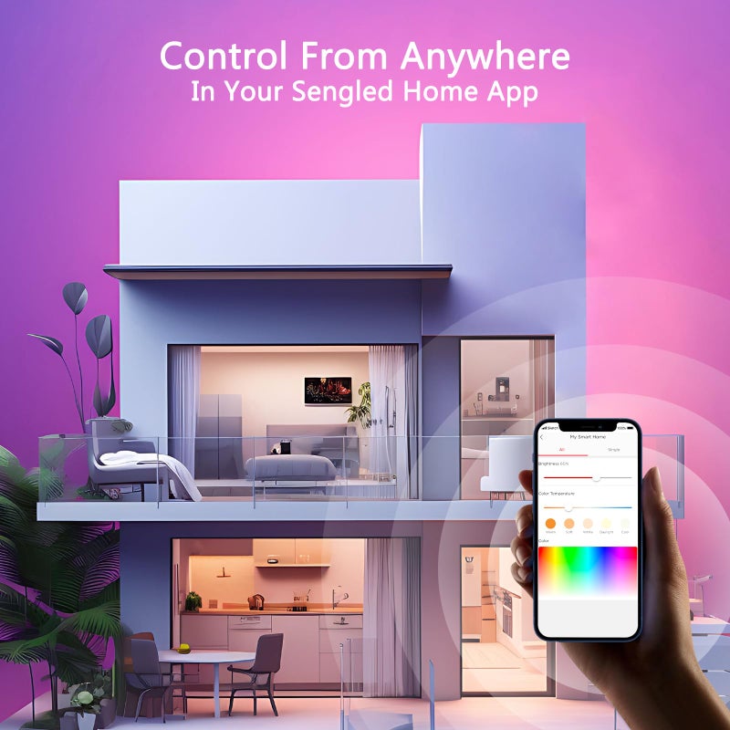 Sengled WiFi Color Changing Light Bulb, Alexa Smart Light Bulbs that Work with Alexa & Google Assistant, A19 RGB No Hub Required, 75 W Equivalent 800LM CRI>90, Set of 4 - Image 4