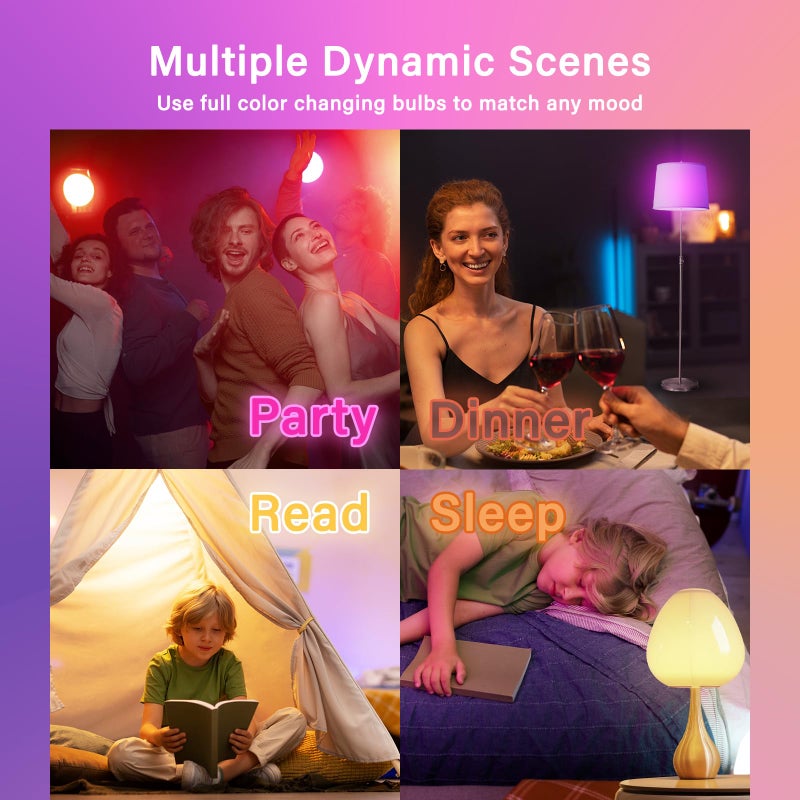 Sengled WiFi Color Changing Light Bulb, Alexa Smart Light Bulbs that Work with Alexa & Google Assistant, A19 RGB No Hub Required, 75 W Equivalent 800LM CRI>90, Set of 4 - Image 5