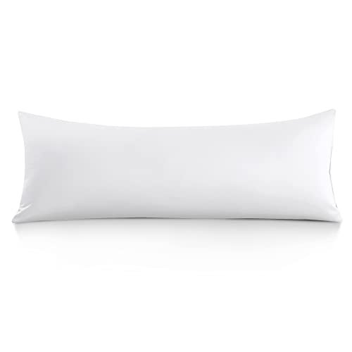 Oubonun 100% Cotton Body Pillowcase - 800 Thread Count/21x54, Moisture Absorbent and Breathable, Premium Hotel Body Pillow Cover for All Seasons, White - Image 1