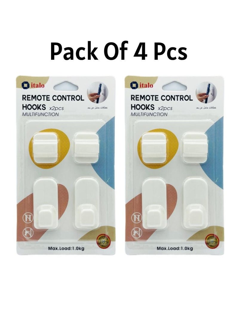 ITALO - Pack Of 4 Pcs Remote Control Wall Self Adhesive Hooks Holder For Tv Remote Air Conditioner Remote - Image 1