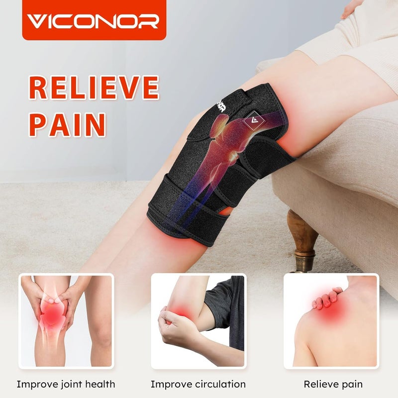 Viconor جهاز العلاج بالضوء الأحمر لآلام مفاصل الركبة والمرفق وسادة العلاج مع ضوء 660 نانومتر وضوء تحت الأحمر القريب 850 نانومتر تحكم عبر التطبيق لفائف العلاج بالضوء الأحمر للاستخدام المنزلي هدية باللون الأسود - Image 3