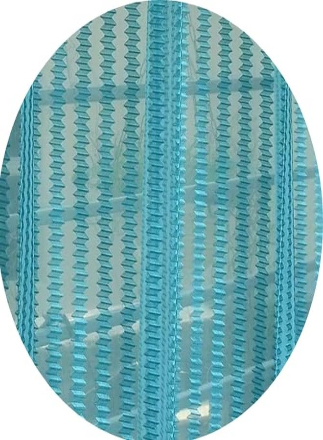 YUKANY Zig Zac Tissue Transparent Plain Net Sheer Door & Windows Grommets Curtains | Parda | Pack of 2 (Aqua Blue, 4 x 8 ft) - Image 3