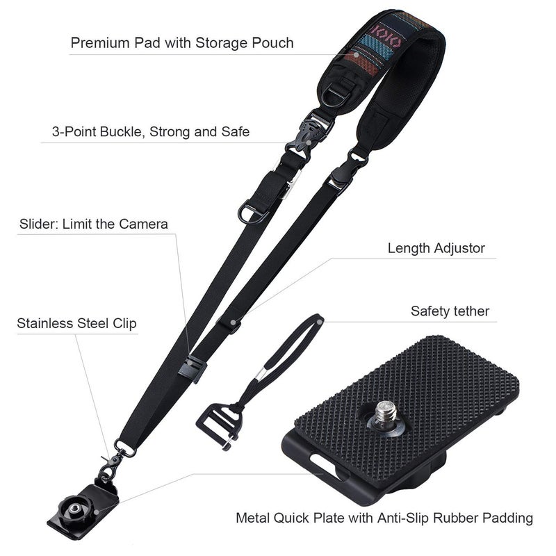 waka Camera Neck Strap with Quick Release and Safety Tether, Adjustable Camera Shoulder Sling Strap for Nikon Canon Sony Olympus DSLR Camera - Retro - Image 3
