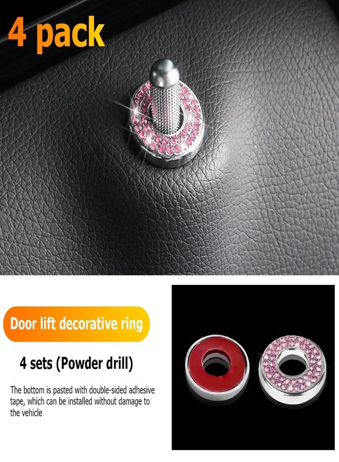 Osilly 4 Pcs Bling Car Inner Door Lock Covers, Crystal Pull Rod Bolt Stickers, Sparkly Rhinestones Auto Door Bolt Decorations, Vehicle Lock Pin Cap Decors for C Class C200L GLC260 C260L (Pink) - Image 4