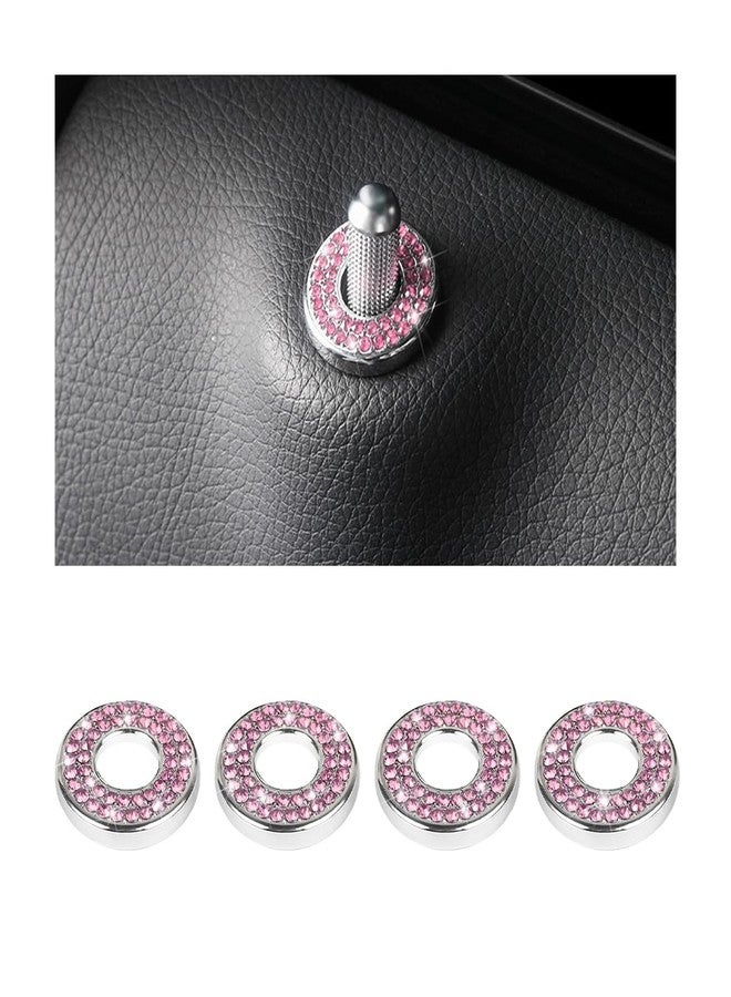 Osilly 4 Pcs Bling Car Inner Door Lock Covers, Crystal Pull Rod Bolt Stickers, Sparkly Rhinestones Auto Door Bolt Decorations, Vehicle Lock Pin Cap Decors for C Class C200L GLC260 C260L (Pink) - Image 1