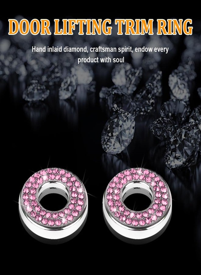 Osilly 4 Pcs Bling Car Inner Door Lock Covers, Crystal Pull Rod Bolt Stickers, Sparkly Rhinestones Auto Door Bolt Decorations, Vehicle Lock Pin Cap Decors for C Class C200L GLC260 C260L (Pink) - Image 3