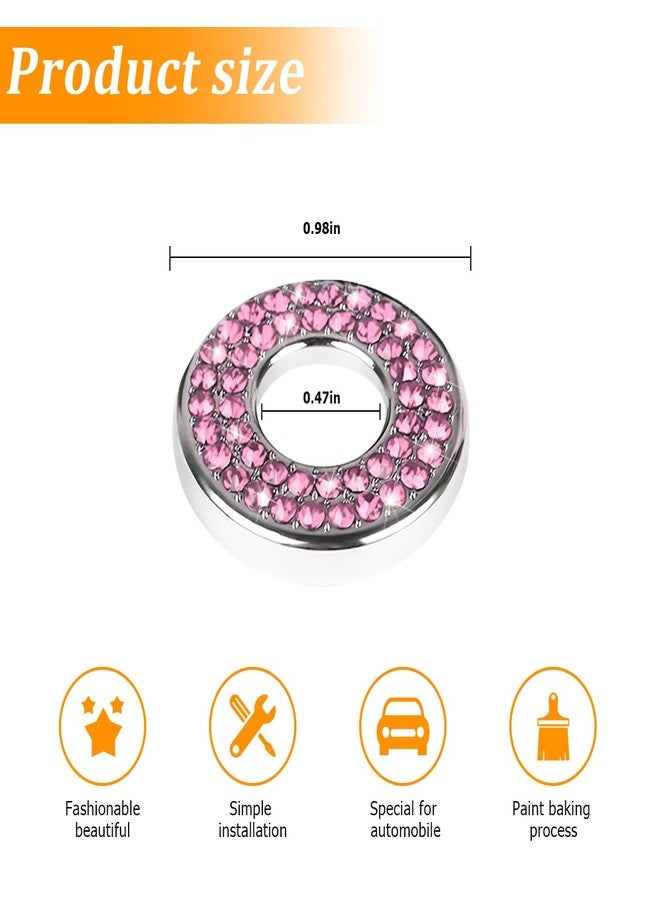 Osilly 4 Pcs Bling Car Inner Door Lock Covers, Crystal Pull Rod Bolt Stickers, Sparkly Rhinestones Auto Door Bolt Decorations, Vehicle Lock Pin Cap Decors for C Class C200L GLC260 C260L (Pink) - Image 2