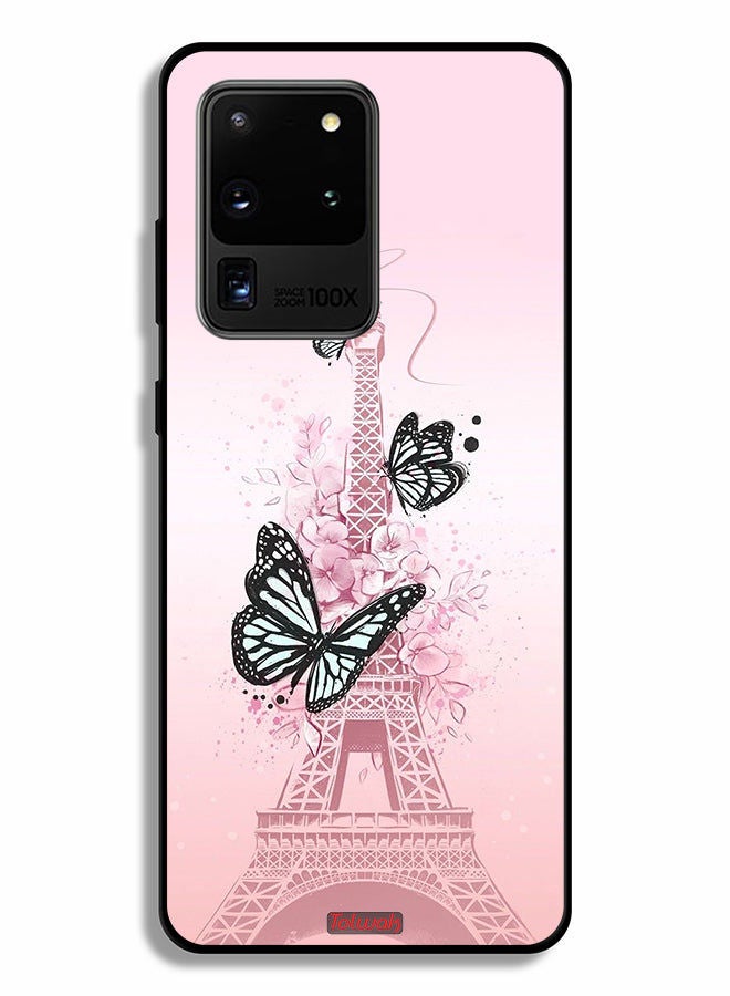 Tolwak غطاء حماية سامسونج جالاكسي S20 ألترا 4G بتصميم الفراشات على برج إيفل - Image 2