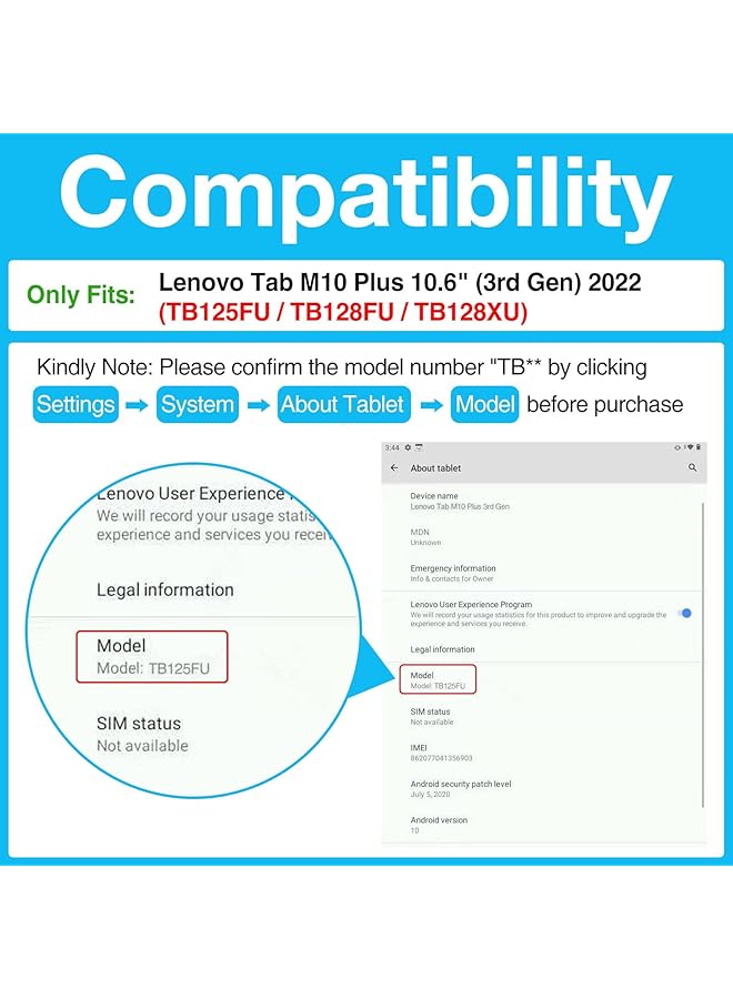 Procases For Lenovo Tab M10 Plus Case 10.6 Inch 2022 3Rd Gen Slim Stand Hard Back Shell Protective Smart Cover Case For Lenovo Tab M10 Plus 10.6 Inch 2022 Release -Black - Image 2