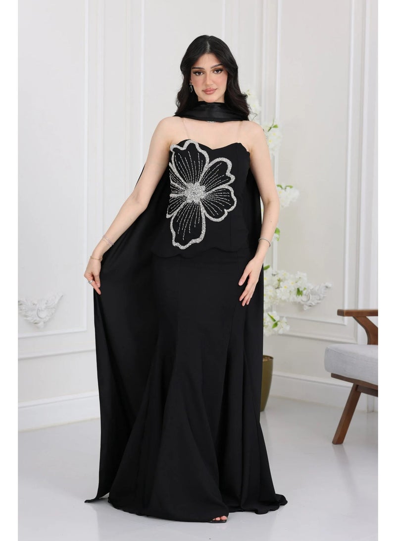 المصمم الحديث فستان سواريه فخم مناسبات هذا الفستان الفخم يمنحك حضوراً درامياً ومميزاً من براند المصمم الحديث - Image 1