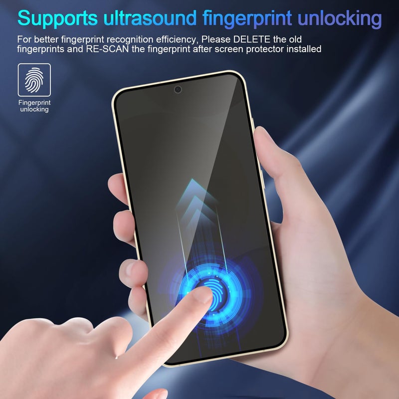 Lokyoo 2 Pack Privacy Screen Protector for Samsung Galaxy S24+/ Galaxy S24 Plus 6.7" [Anti-Spy Tempered Glass][Fingerprint Unlock Support], Anti-Scratch, Bubble-Free, Easy Install 9H Protective Glass - Image 4