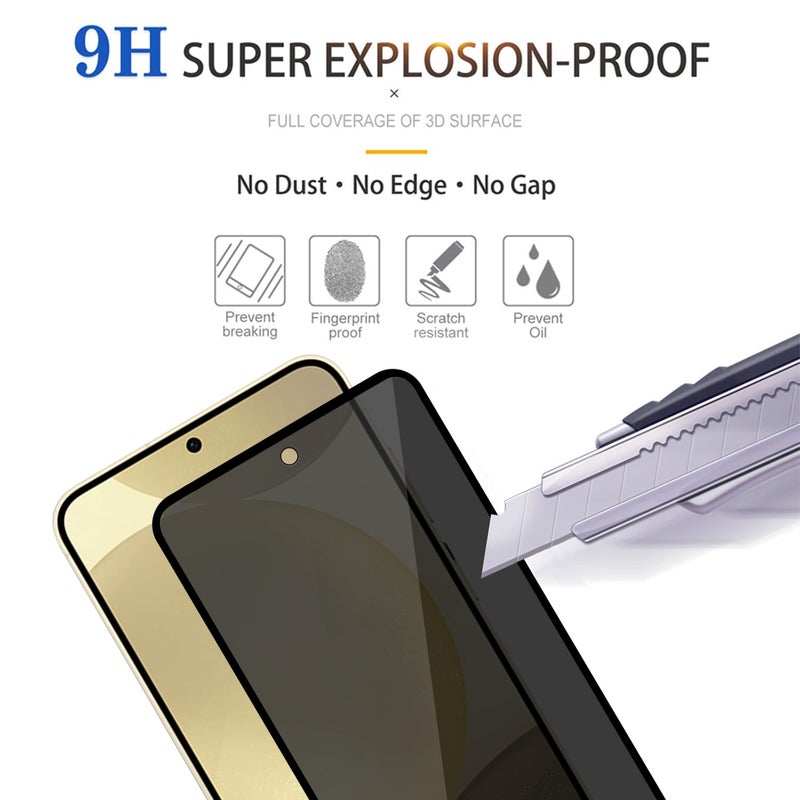 Lokyoo 2 Pack Privacy Screen Protector for Samsung Galaxy S24+/ Galaxy S24 Plus 6.7" [Anti-Spy Tempered Glass][Fingerprint Unlock Support], Anti-Scratch, Bubble-Free, Easy Install 9H Protective Glass - Image 5