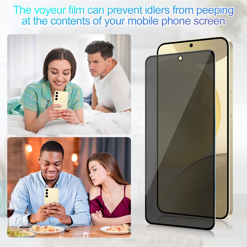 Lokyoo 2 Pack Privacy Screen Protector for Samsung Galaxy S24+/ Galaxy S24 Plus 6.7" [Anti-Spy Tempered Glass][Fingerprint Unlock Support], Anti-Scratch, Bubble-Free, Easy Install 9H Protective Glass - Image 2