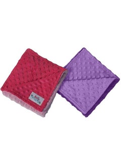 Pink & Purple Minky Dot Reversible 17" Square Baby Doll Blankets 2 Pack Set