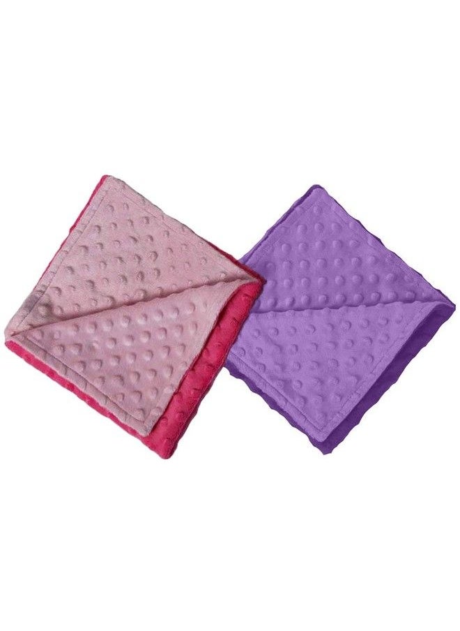 Baby Whitney - Pink & Purple Minky Dot Reversible 17" Square Baby Doll Blankets 2 Pack Set - Image 1
