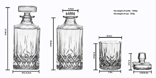 EXOMOON طقم بار EXOMOON الفاخر من الكريستال الشفاف 7 قطع، زجاجة دكانتر (850 مل) مع 6 كؤوس ويسكي (300 مل)، مثالي للسكوتش، البوربون، النبيذ، الفودكا، الكوكتيل، التكيلا، الروم | أفضل هدية للرجال (أوبرا) - Image 5