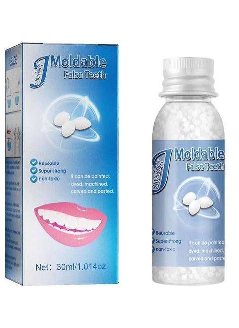 Jaysuing 30ml Moldable False Teeth White Particles Reusable Non-toxic Temporarily Fill Regain Smile Cosplay DIY