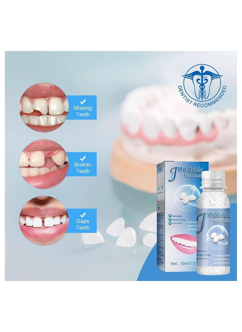 Jaysuing 30ml Moldable False Teeth White Particles Reusable Non-toxic Temporarily Fill Regain Smile Cosplay DIY