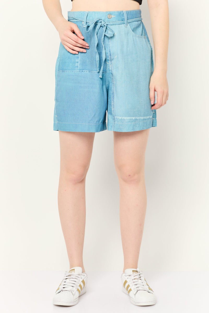ESPRIT Women Washed Denim Shorts, Blue - Image 1