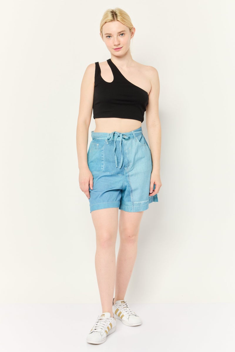 ESPRIT Women Washed Denim Shorts, Blue - Image 4