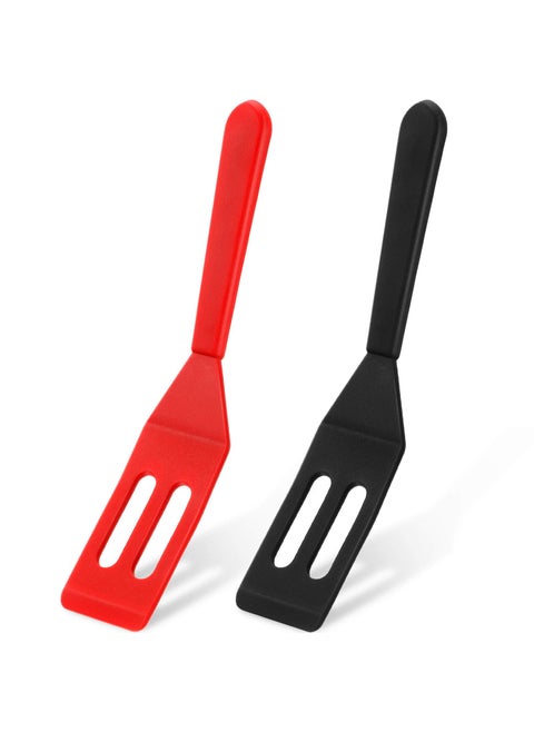 Mini Brownie Serving Spatula Flexible Nonstick Silicone Serve Turner HeatResistant Cookie Slotted Spatula for Flip Egg in Small Frying Pan Cookie Batter Lemon SquaresRed and Black2 Pieces