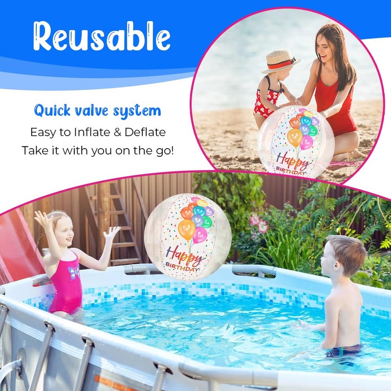 GRIP A POOL كرة شاطئية GRIP A POOL لحفلة عيد الميلاد - كرة قابلة للنفخ كبيرة الحجم شفافة لحفلات السباحة - زينة عيد ميلاد سعيدة وألعاب حفلات خارجية ممتعة للأطفال والبالغين - Image 4