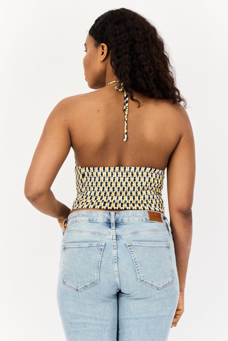 ONLY Women Halter Neck Sleeveless Allover Print Tank Top, Multicolor - Image 4