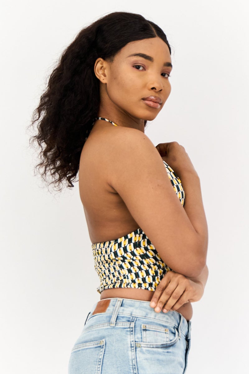 ONLY Women Halter Neck Sleeveless Allover Print Tank Top, Multicolor - Image 3