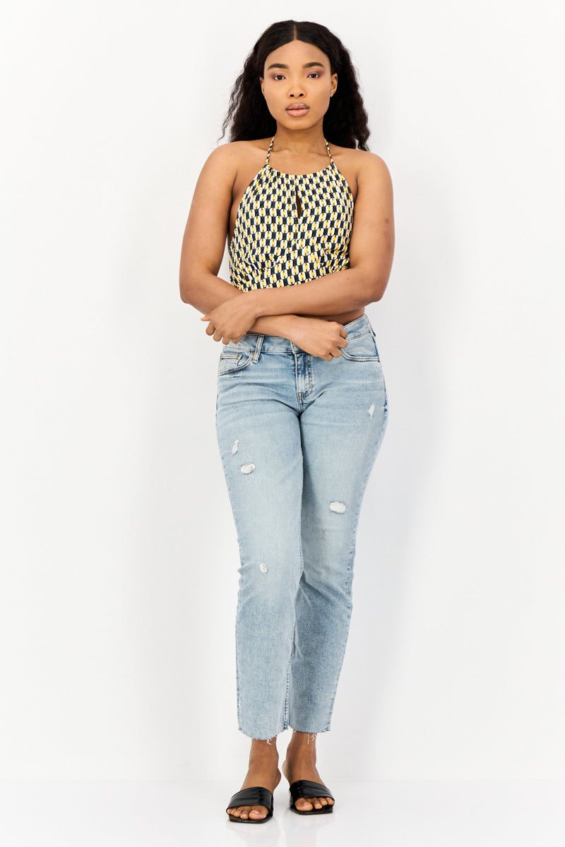 ONLY Women Halter Neck Sleeveless Allover Print Tank Top, Multicolor - Image 2