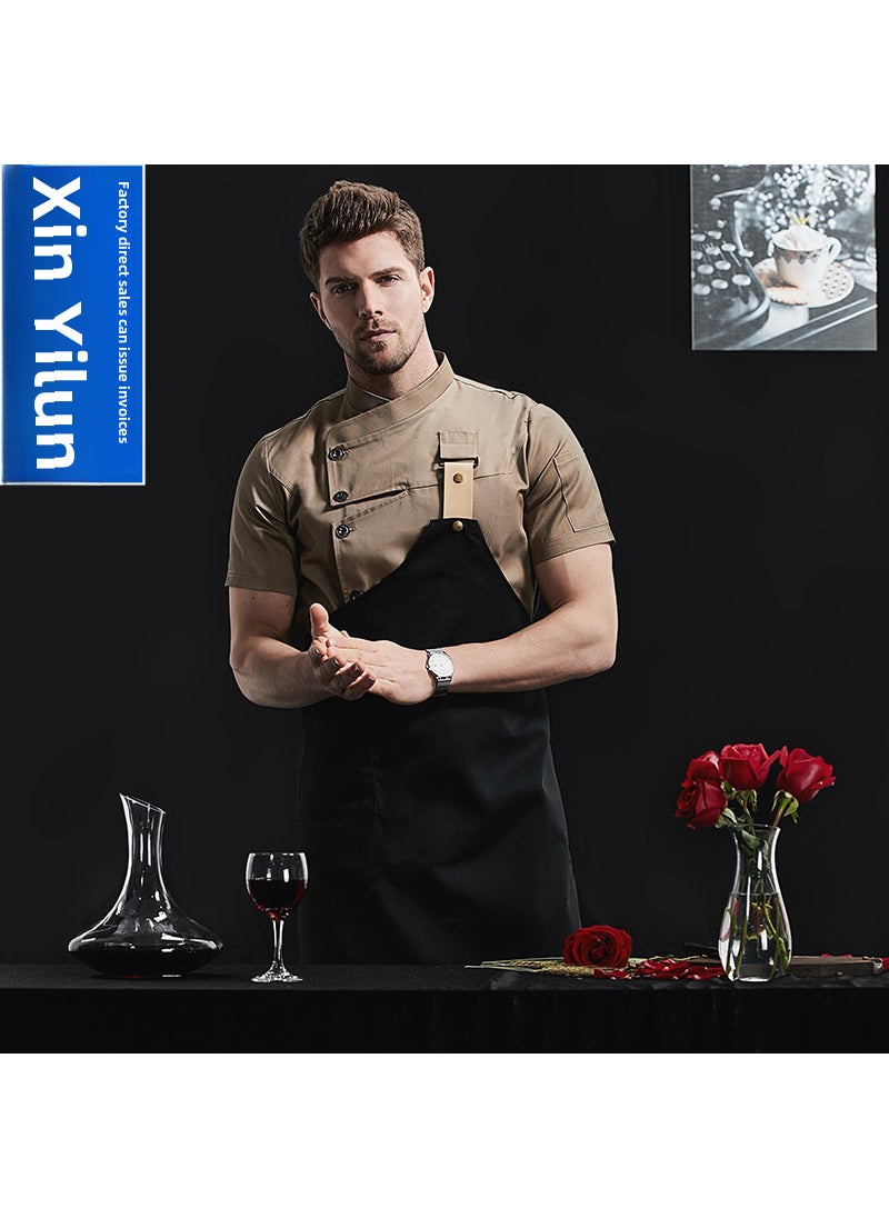 Generic Chef Short Sleeve Cotton Work Uniform Grey  - Image 3