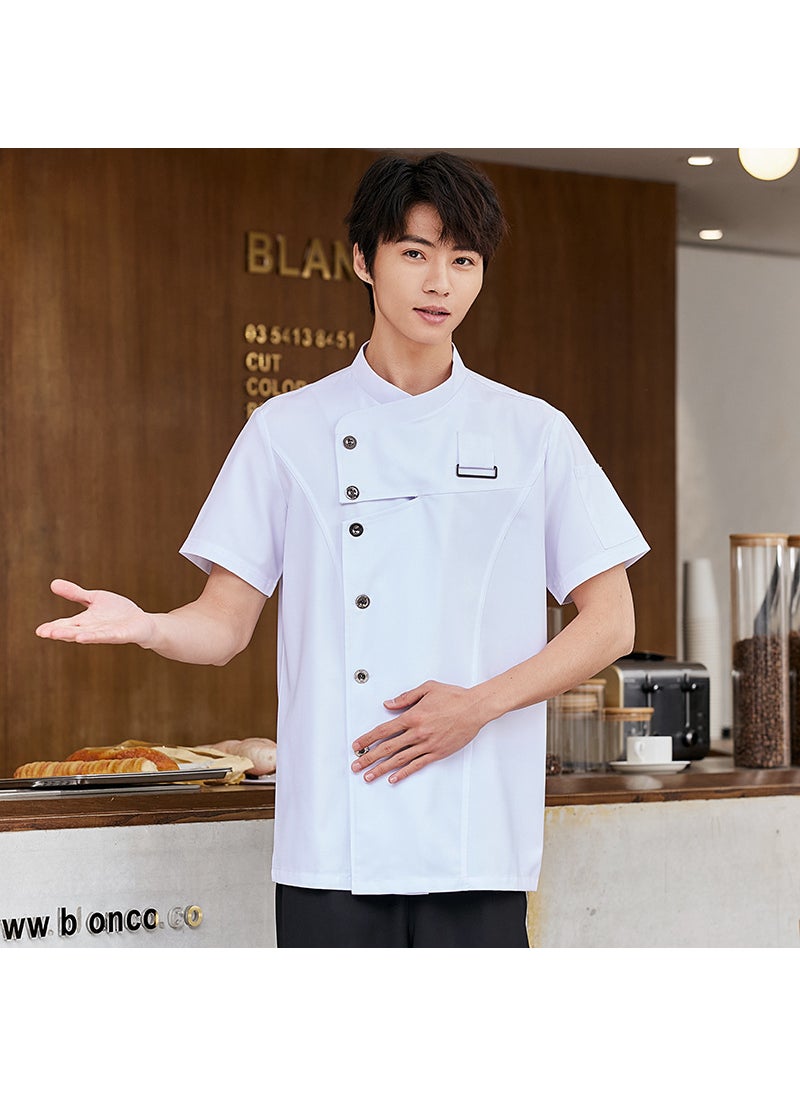 Generic Chef Short Sleeve Cotton Work Uniform Grey  - Image 2