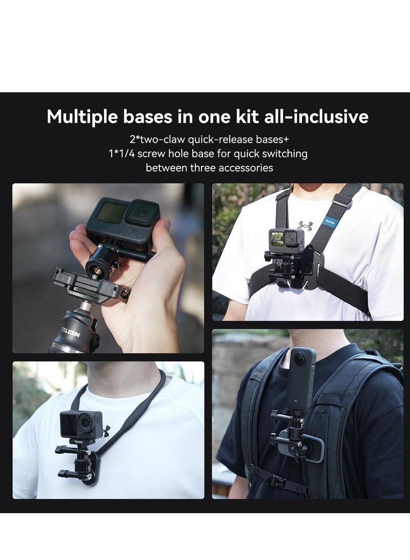 Quick Release Mount Adapter Base Kit For Insta360 Ace/Ace Pro with 1/4 Screw Hole Base Accessory Selfie Stick Backpack Neck Mounts  - Image 3
