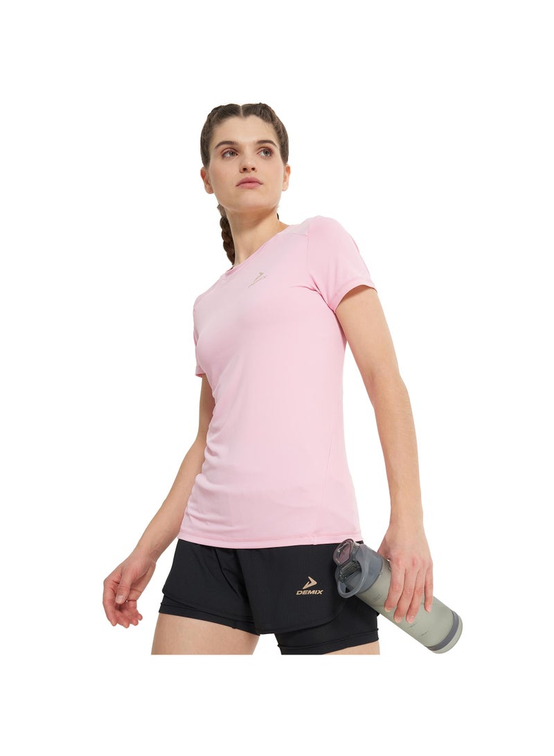 Athlex Women's Running T-shirt Peony, Demix, MOVI Cool+ Moisture-Wicking, Mesh Insert for Ventilation, Reflective Details, Comfortable and Stylish for Daily Runs - Image 1