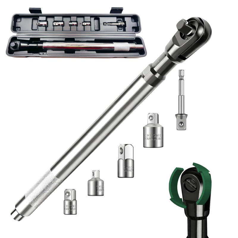 KCTXIPE Offset Extension Wrench for electric drill,1/2" Drive Impact Wrench Extender with 3/8",1/4" Drive Adapters for Tight Spaces packing in blew case - Image 1