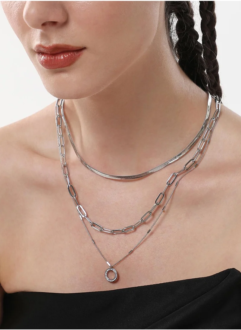 سوهي The Halo Snakechain Stones Studded Layered Necklace