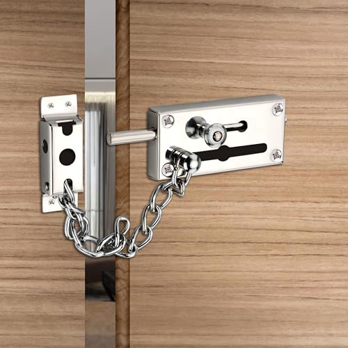Sardar DL-07 Stainless Steel Door Latch with Chain for Home Security (SS) - Image 1