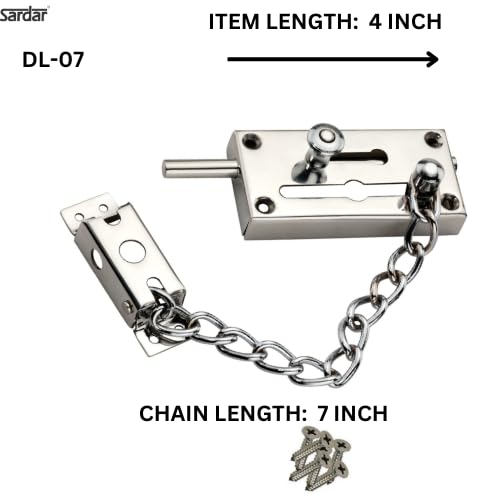 Sardar DL-07 Stainless Steel Door Latch with Chain for Home Security (SS) - Image 2